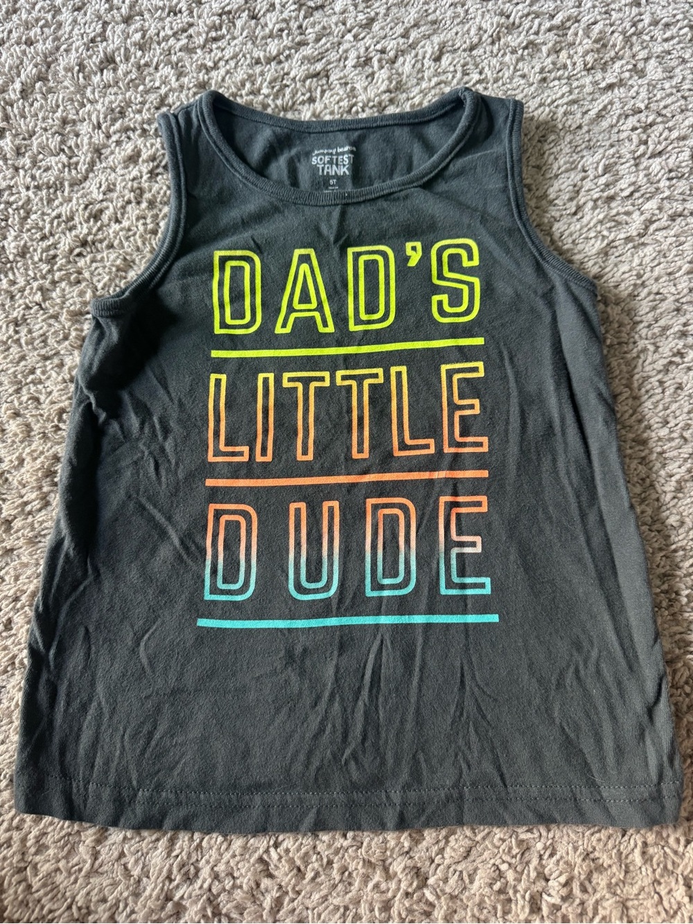 jumping beans Black Tank with Neon Yellow, Orange & Teal Lettering